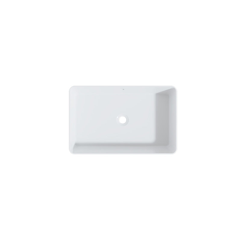 Lavabo de salle de bain rectangulaire à en argile réfractaire blanc avec trop-plein