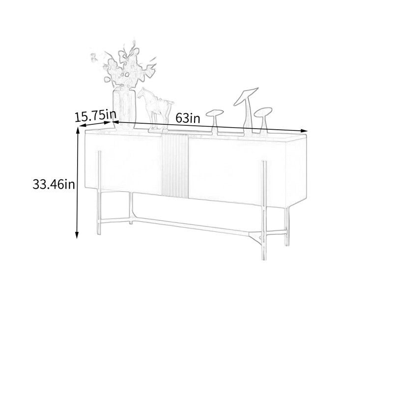 Armoire de rangement moderne, H 33,46 po x l 63 po x P 15,75 po, Noir / Rose