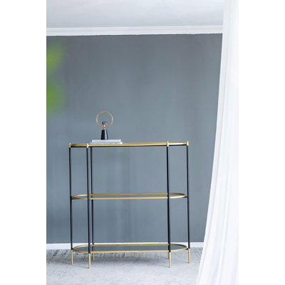 Metal Console Table, Mirrored Shelf