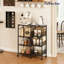 Chariot de cuisine sur roulettes pour îlot de cuisine à 4 niveaux avec tablettes de rangement, 6 crochets amovibles et roulettes verrouillables, armoire à café pour le bureau de la salle à manger, noir 28 x 11,81 po