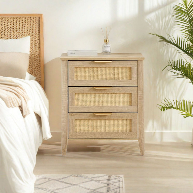 55.1cm W Solid Wood Bedside Table