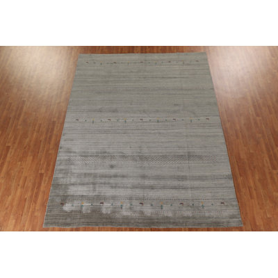 Tapis oriental rayé Gabbeh 9 x 12