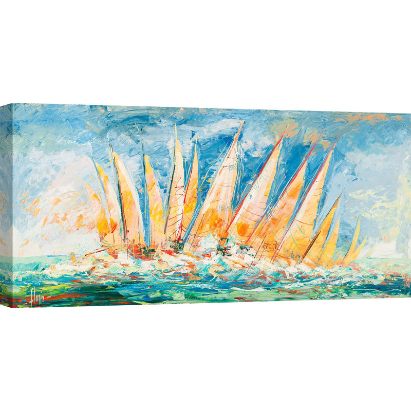 Into The Waves by Luigi Florio - Wrapped Canvas Painting, 60cm H x 120cm W x 4cm D