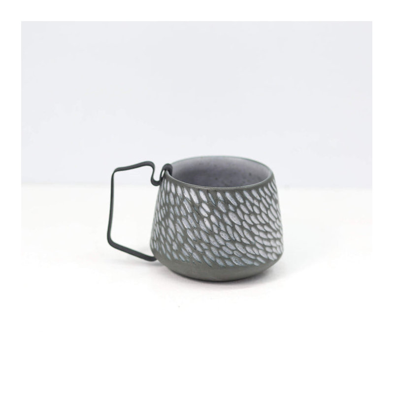  Tasse en grès fabriqué à la main avec poignée amovible Stone, Gris