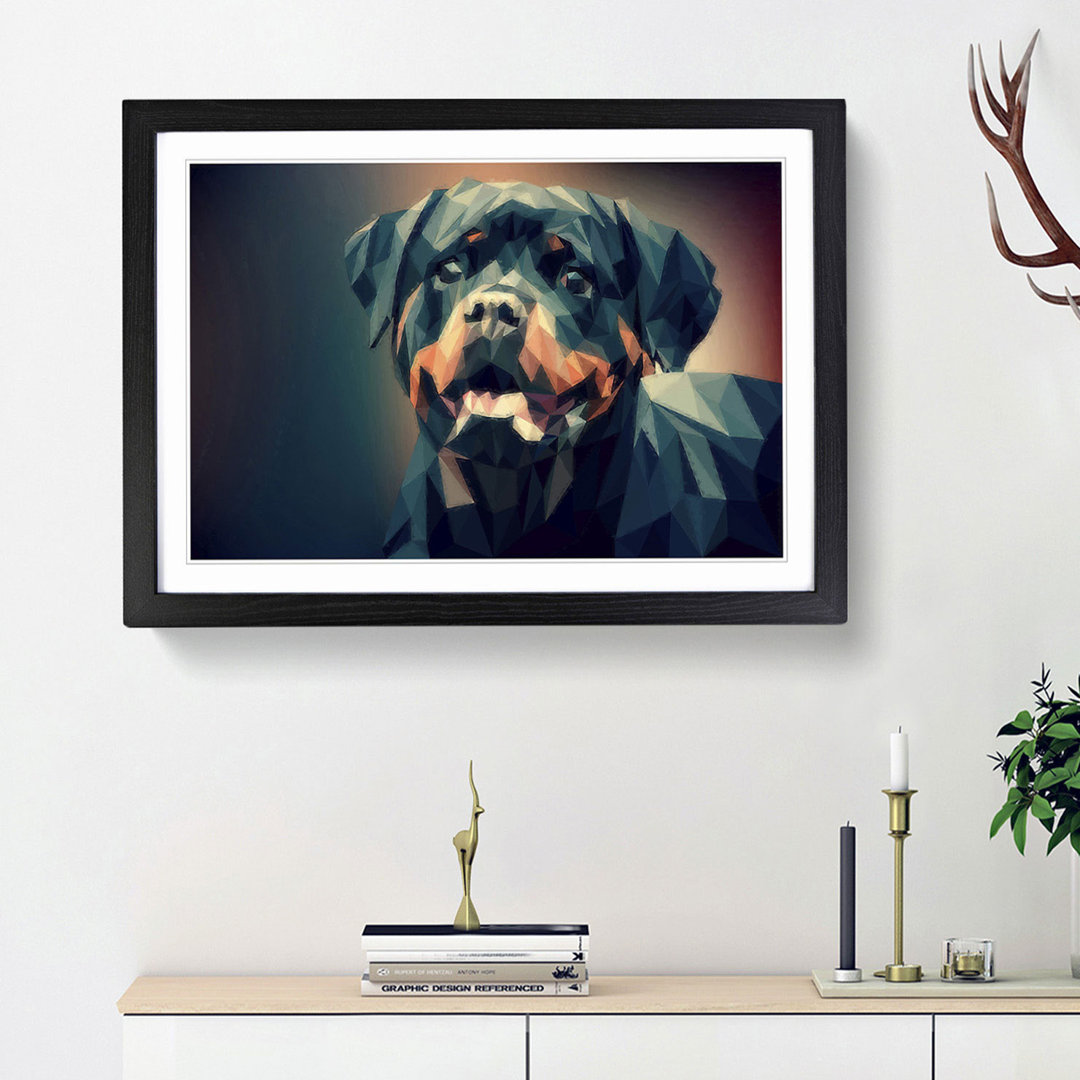 Geometric Rottweiler Dog in Abstract - Framed Print