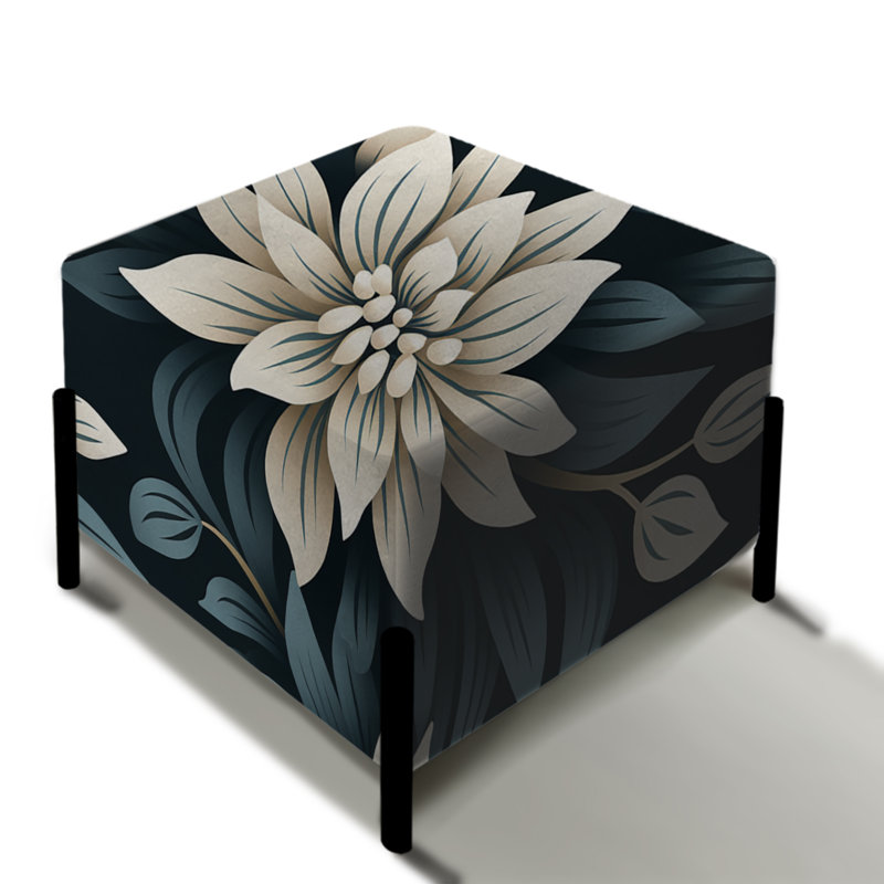 Essence monochrome - Repose-pieds carré floral