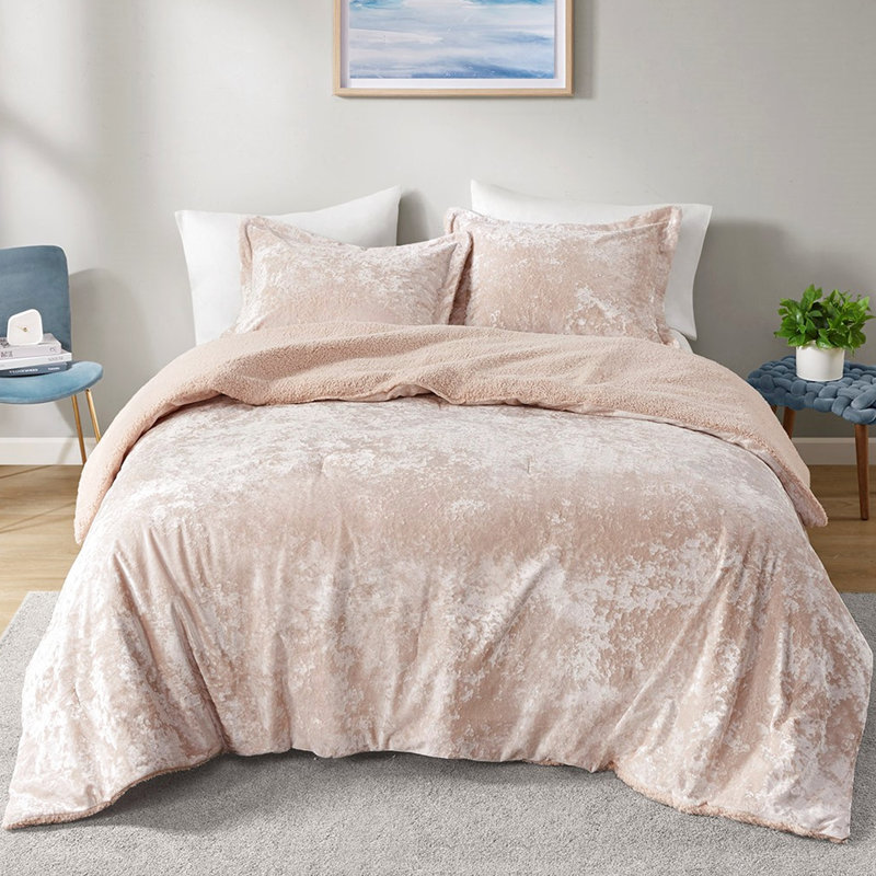 Édredon rose chaud simple / simple TG - velours écrasé et housse 100%