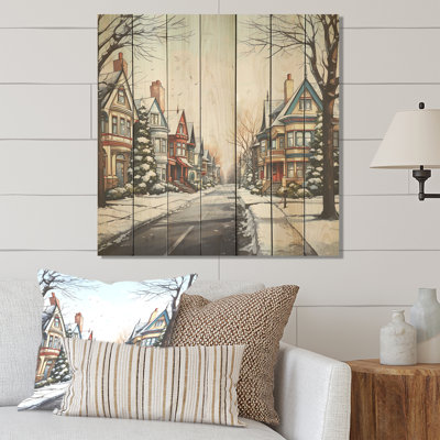 Winter Village During Christmas IV - Fruits On Wood Print