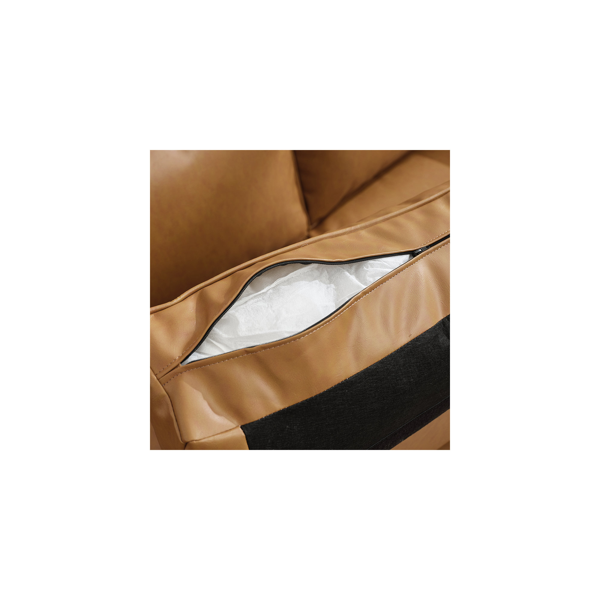 Reeves 84'' Vegan Leather Sofa, Caramel Brown Performance Vegan Leather