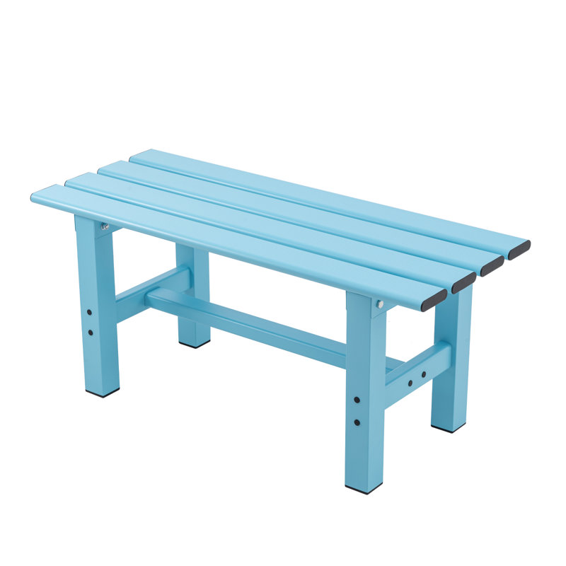 Banc de patio extérieur en aluminium Filancia, Bleu, H 15 po x l 35 po x P 14 po