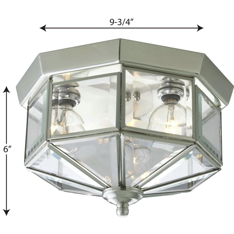 Plafonnier encastré intérieur / extérieur en verre biseauté Manolla, H 7 po x P 9 po