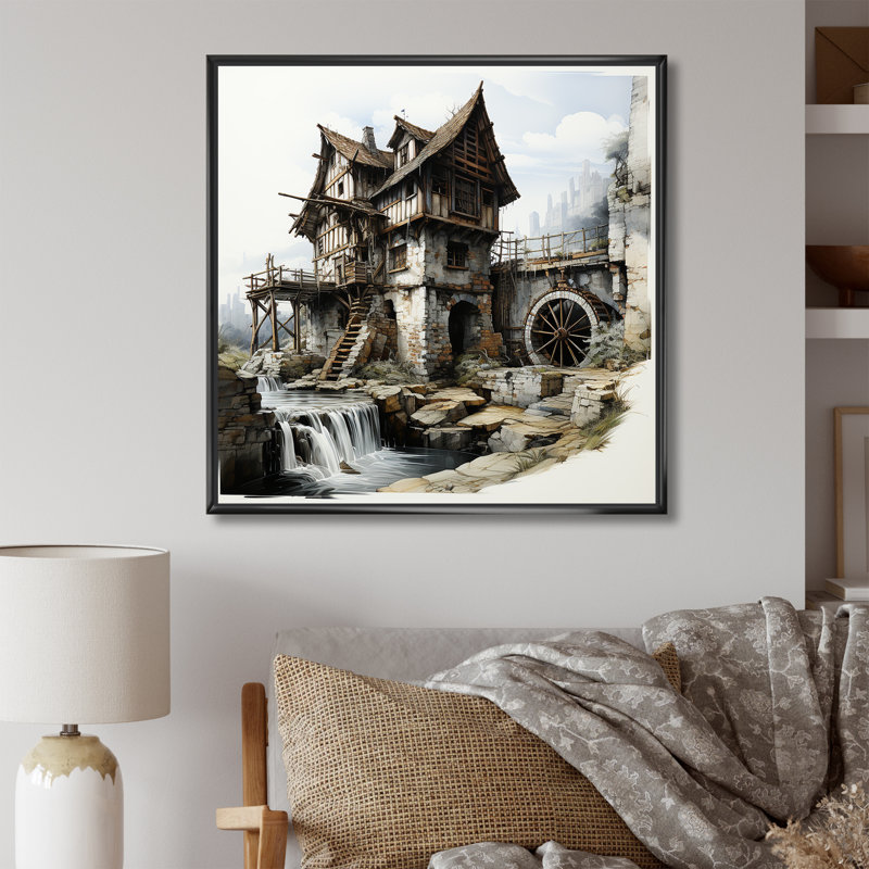 Dessin d'un conte de fées Mills I sur toile, Cadre flottant noir, 36" H x 36" W