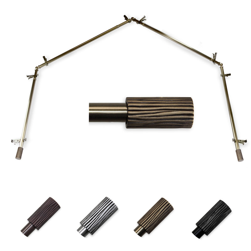Tringle à rideaux simple réglable en baie vitrée de 0,81 po Hearld, Laiton antique, 28 po à 48 po (chaque côté)