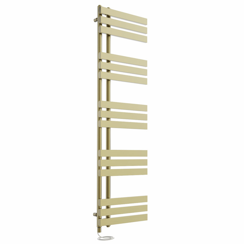 Rhyane Designer Towel Rail Heated Towel Rails, Brushed Brass, 160cm H x 45cm W x 7.35cm D
