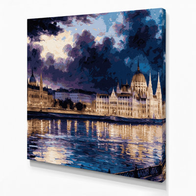 Cities Budapest Hungary Gray Canvas Wall Art
