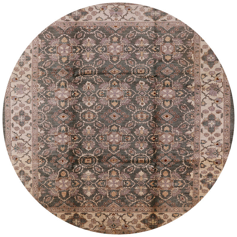 Tapis oriental beige / vert Draper, Rond 7 pi