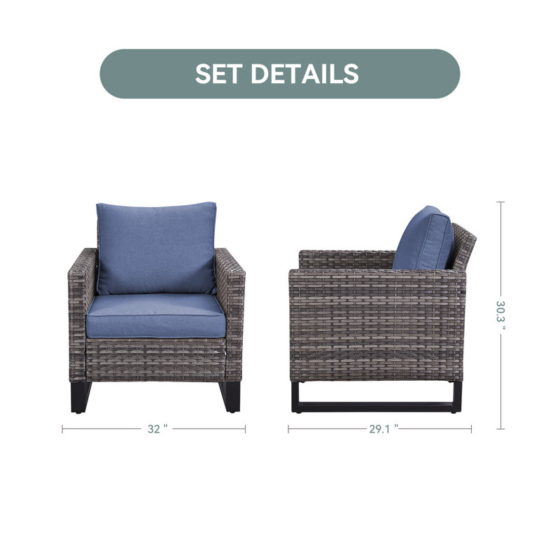 Ingvald Outdoor Lounge Chair, Gray, Blue