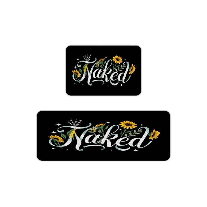Tournesol et texte cursif, 2 tapis de cuisine antidérapants