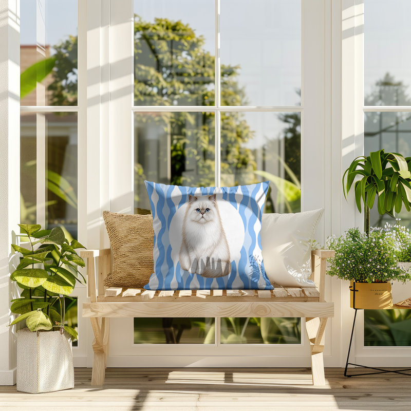 Oreiller réversible intérieur / extérieur Persian Cat, 20x20, Corn Flower