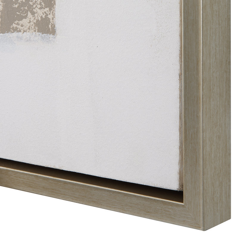 Placidity Neutral Abstract Canvas Art with Silver Frame