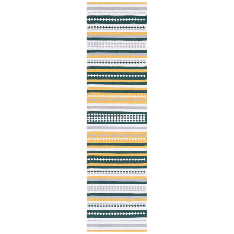 Tapis rayé en coton tissé à la main Montauk, Tapis de couloir 2 pi 3 po x 9 pi