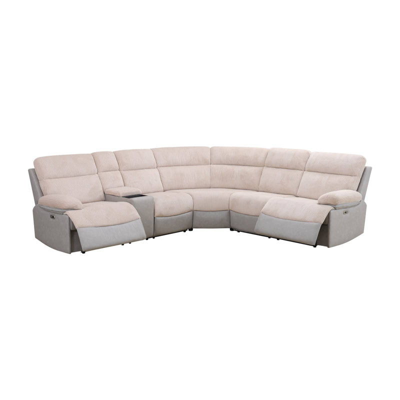 190"W 3-Piece Upholstered Power Reclining Multifunctional Sofa Set With Console, Beige