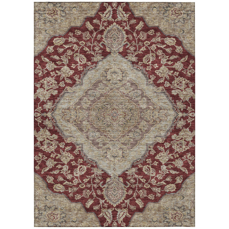 Tapis intérieur / extérieur rouge Celia , 9 pi x 12 pi