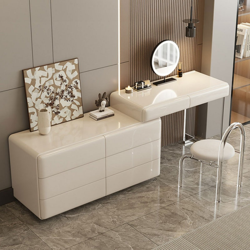 Coiffeuse avec miroir lumineux, 3 tiroirs, 1 chaise