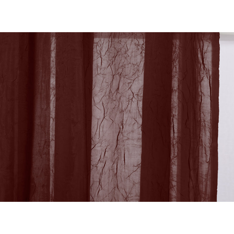 Canizales 100% Polyester Sheer Crushed Voile Solid Color Curtain Panel with Rod Pocket Top, Crimson, 52" W x 63" L