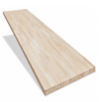 Unfinished Hevea Rubberwood Butcher Block Countertop, 1.5" Thick Solid Wood Table Top