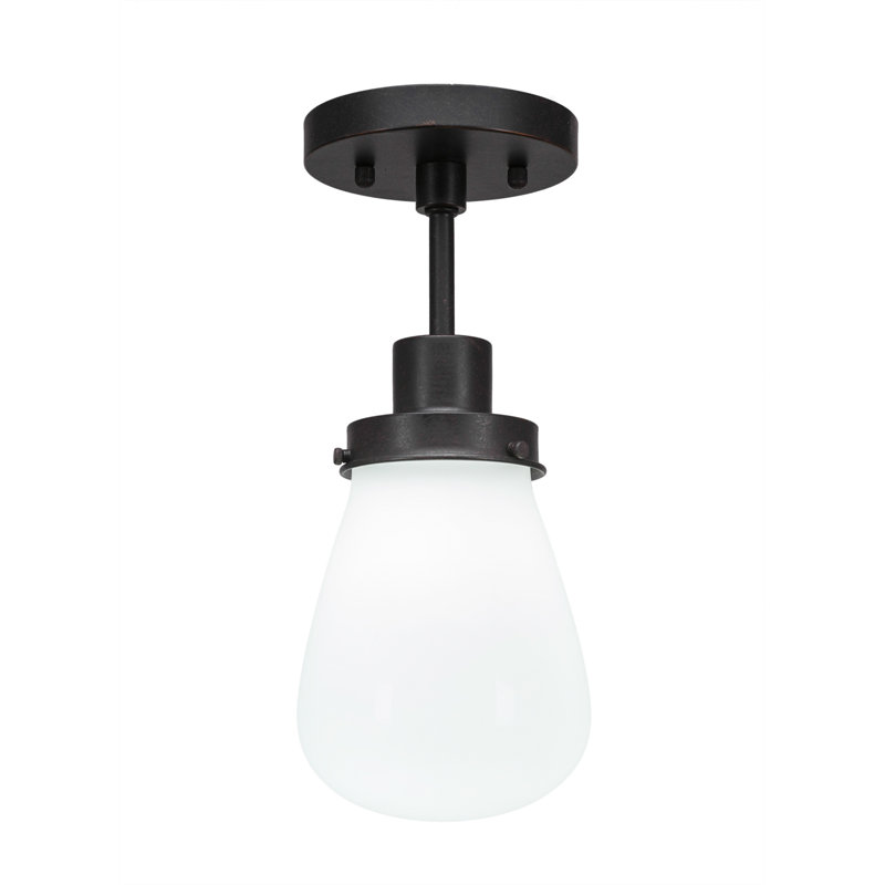 Elwell 1 Light Semi-Flush Shown With 5"Glass, Dark Granite, White
