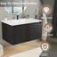 Meuble-lavabo mural 30 po avec tiroir divisé, façade verticale texturée et design flottant-890244818