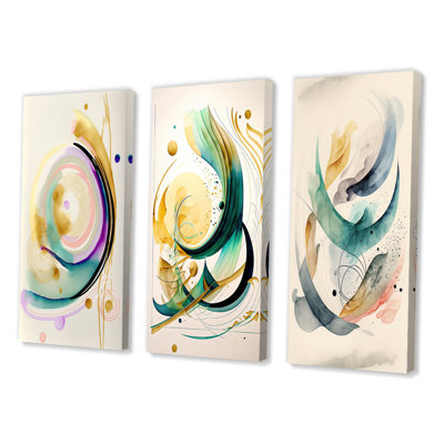 «Golden Spiral Mouvement», 3 pièces sur toile