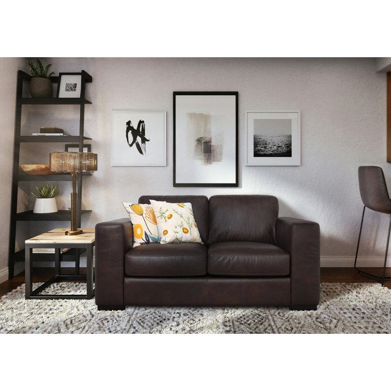 Causeuse en cuir Argento , Marron foncé