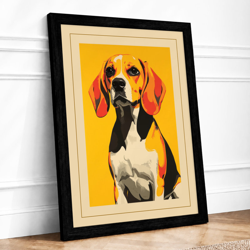 Golden Beagle Modern - Framed Print, A2 - 59.4 x 42.0 cm, Black