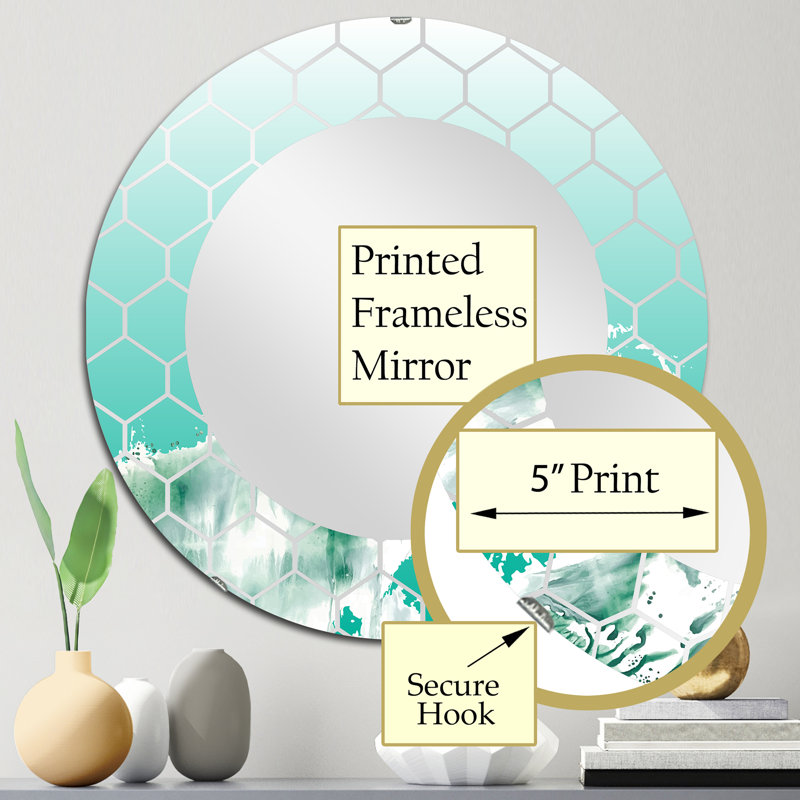 Auquamarine Landscape - Miroir mural traditionnel, 24 po x 24 po