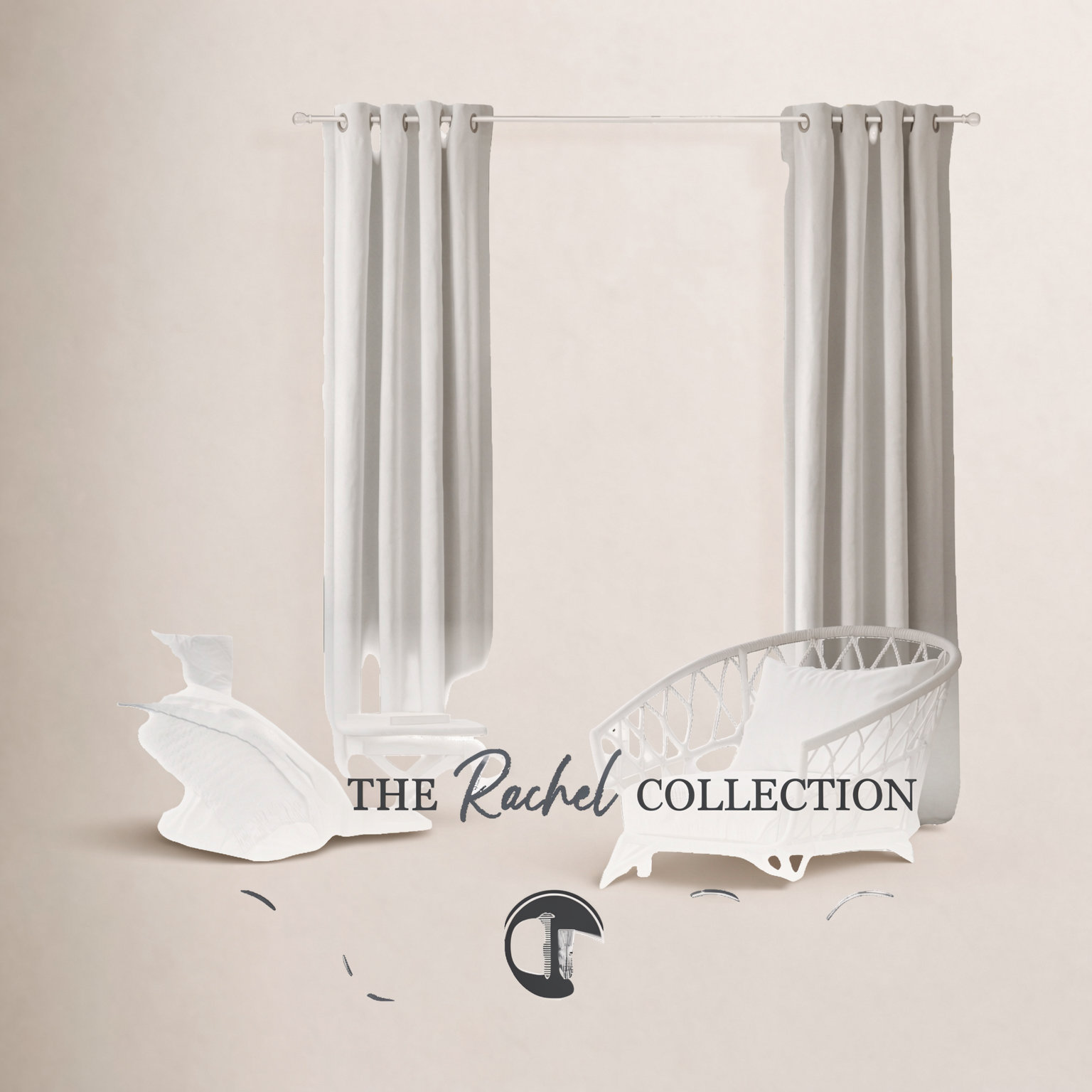 Lowri Rachel Curtain Rod, Antique White, 28" - 48"