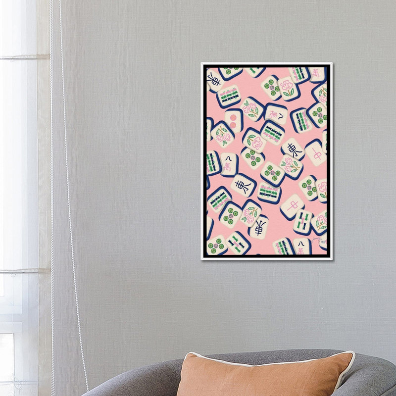 Mahjong Date Night In Pink, 66.04 cm H x 45.72 cm W x 4.445 cm D, White