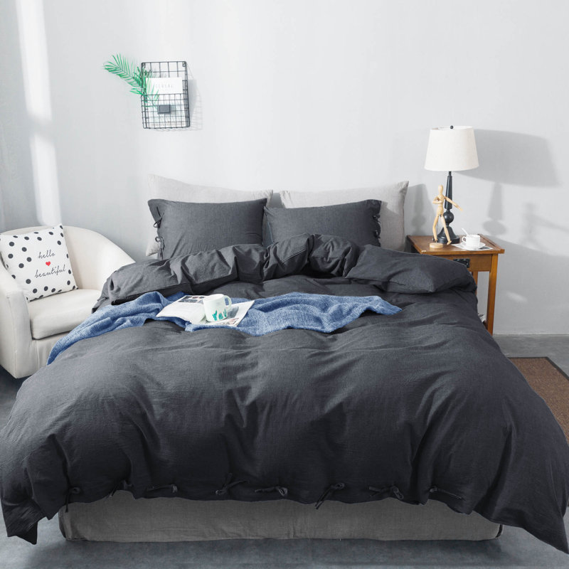 Duvet Cover, King Duvet Cover + 2 Shams, Dark Gray