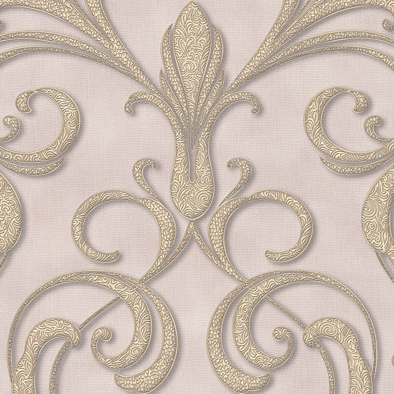 Nobile 10.05m x 53cm 3D Embossed Wallpaper, Brown/Purple