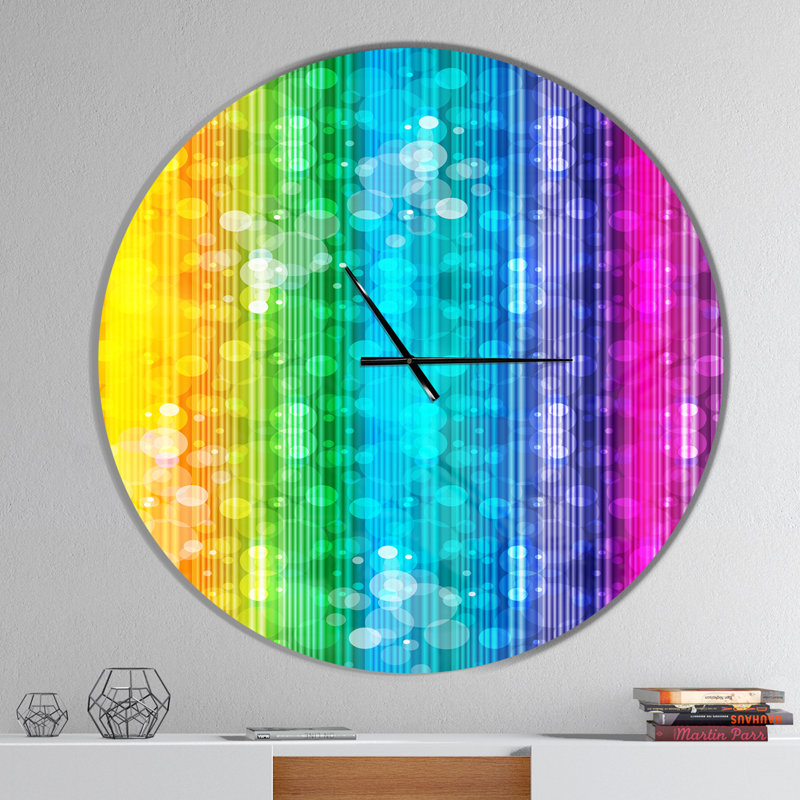 Illustration d'arc-en-ciel - Horloge murale moderne, Grand