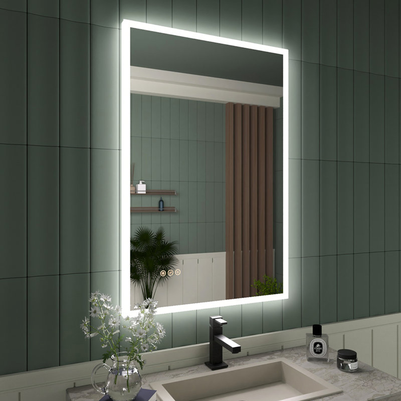 Miroir de meuble-lavabo à DEL sans cadre 36 H x 24 W avec désembueur, température de couleur réglable, commande tactile et montage horizontal / vertical