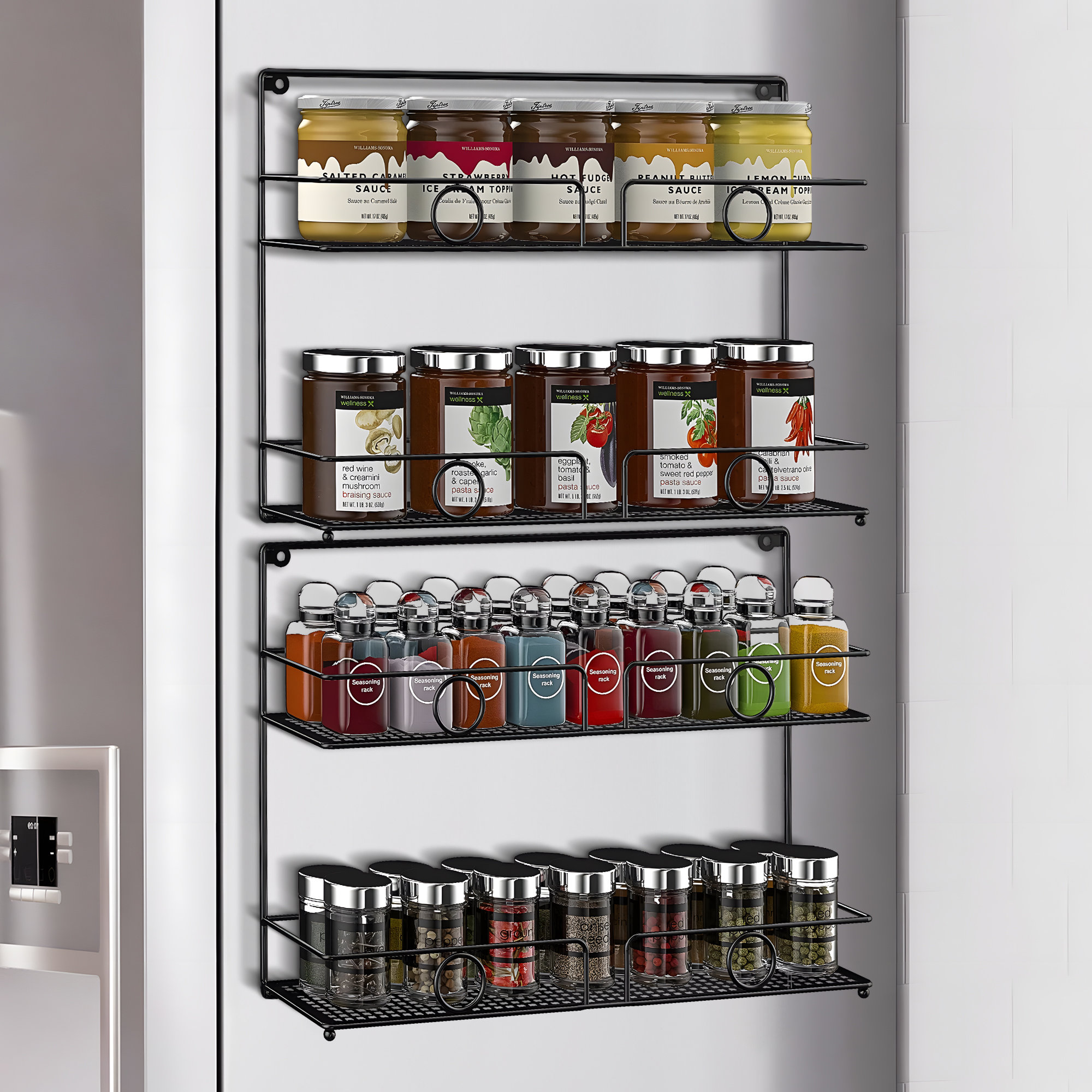 Prep & Savour 2 Pack 2 Tier Metal Spice Rack Freestanding & Wall Mount ...