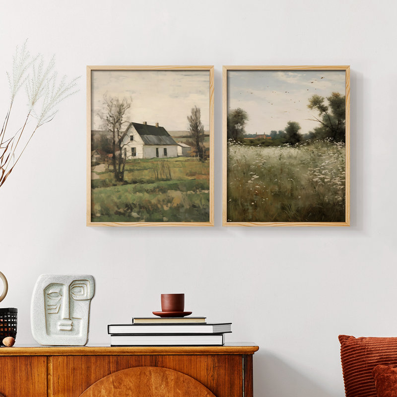 «Vintage Landscape IX», 2 pièces, Noir, H 10 po x l 16 po