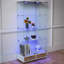 Vitrine multifonctionnelle en verre à 2 portes avec 13 lumières DEL de couleur, 4 tablettes et grands tiroirs pour la chambre à coucher, la salle à manger-120265573