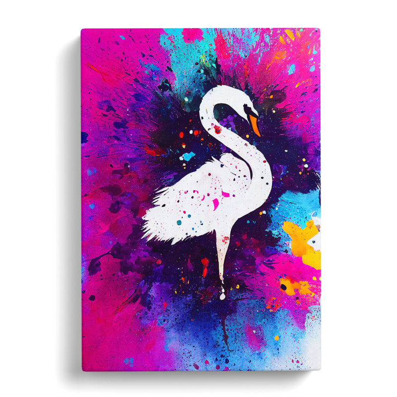 Swan Paint Splash No.6 Abstract - Wrapped Canvas, 50cm H x 35cm W x 3cm D