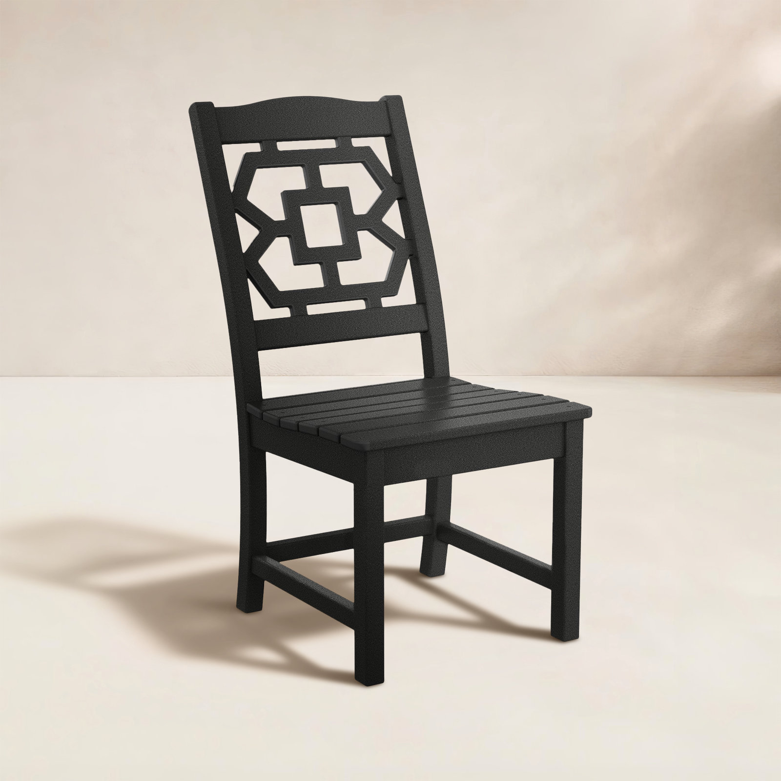 POLYWOOD® Chinoiserie Patio Side Chair, Black