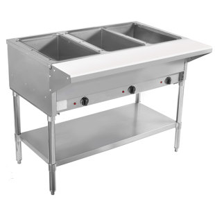 BevLes 3 Well Electric Steam Table, 230V, in Silver