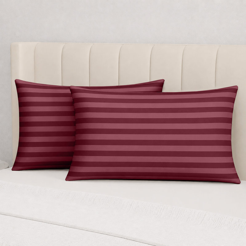 Stripe pillowcase - Set of 2, BURGUNDY