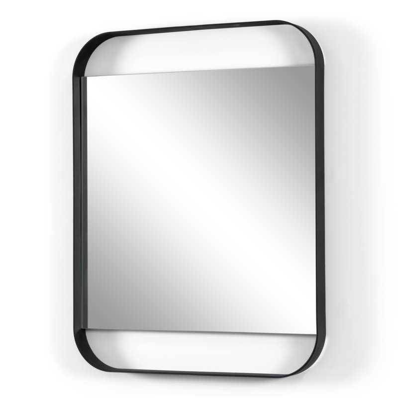 Rex Metal Rectangle Wall Mirror, 60cm H x 46cm W, Black